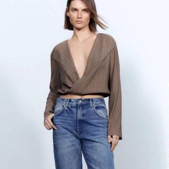 Zara  Pleated Wrap Top - Picture 2 of 11